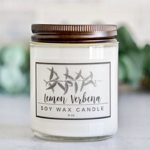 Lemon Verbena Essential Oil - 8oz Soy Wax Candle - Little Flower Soap Co
