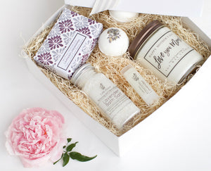 Luxury Lavender Gift Box - Handmade Aromatherapy Lavender Spa Gift Basket for Women - Little Flower Soap Co