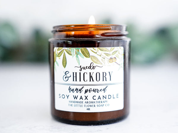 Oakmoss and Amber Hand Poured Candle - Little Flower Soap Co
