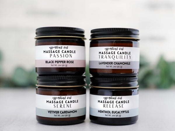 Serene Massage Oil Candle - Vetiver, Cardamom with Black Pepper & Vanilla - Little Flower Soap Co