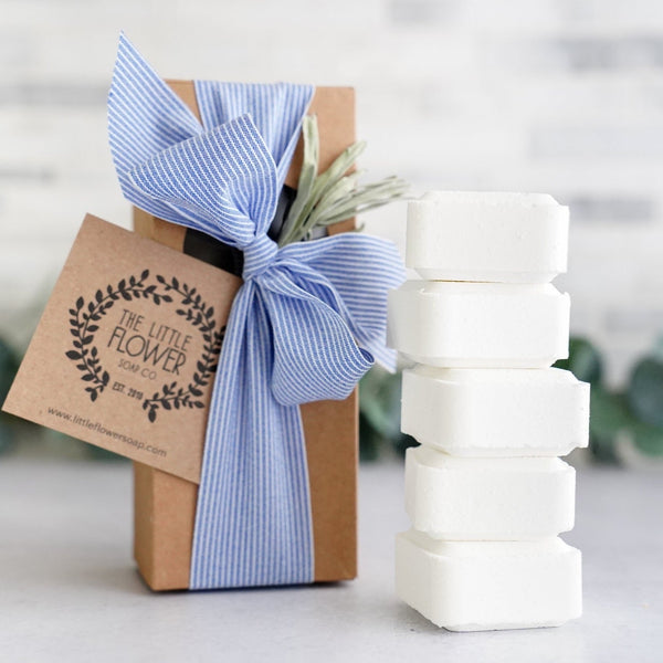 Shower Steamers Menthol Peppermint Essential Oil Gift set of 5 - Little Flower Soap Co