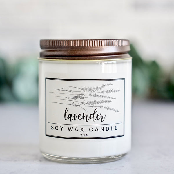 Tobacco and Bay Leaf Essential Oil - 8oz Soy Wax Candle - Little Flower Soap Co