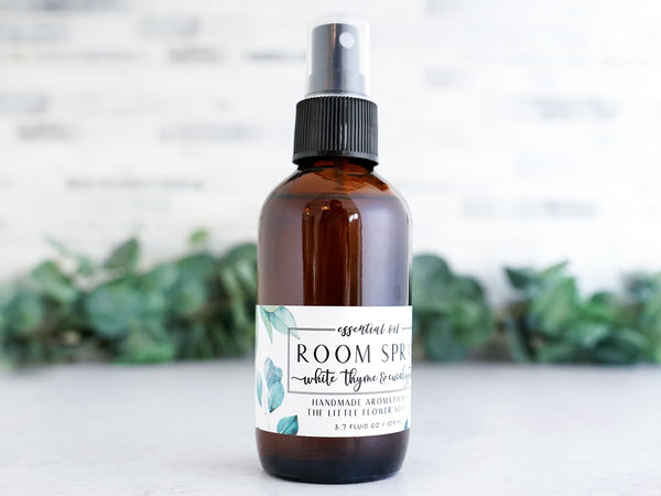 White Thyme and Eucalyptus Essential Oil Room Spray - Little Flower Soap Co